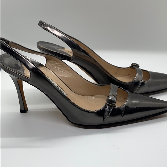 Authentic metallic silver Manolo Blahniks - Picture 2 of 8